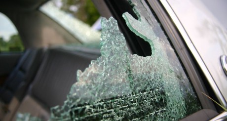 a broken car window