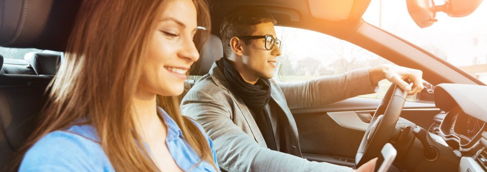 Couple Using Driving Application